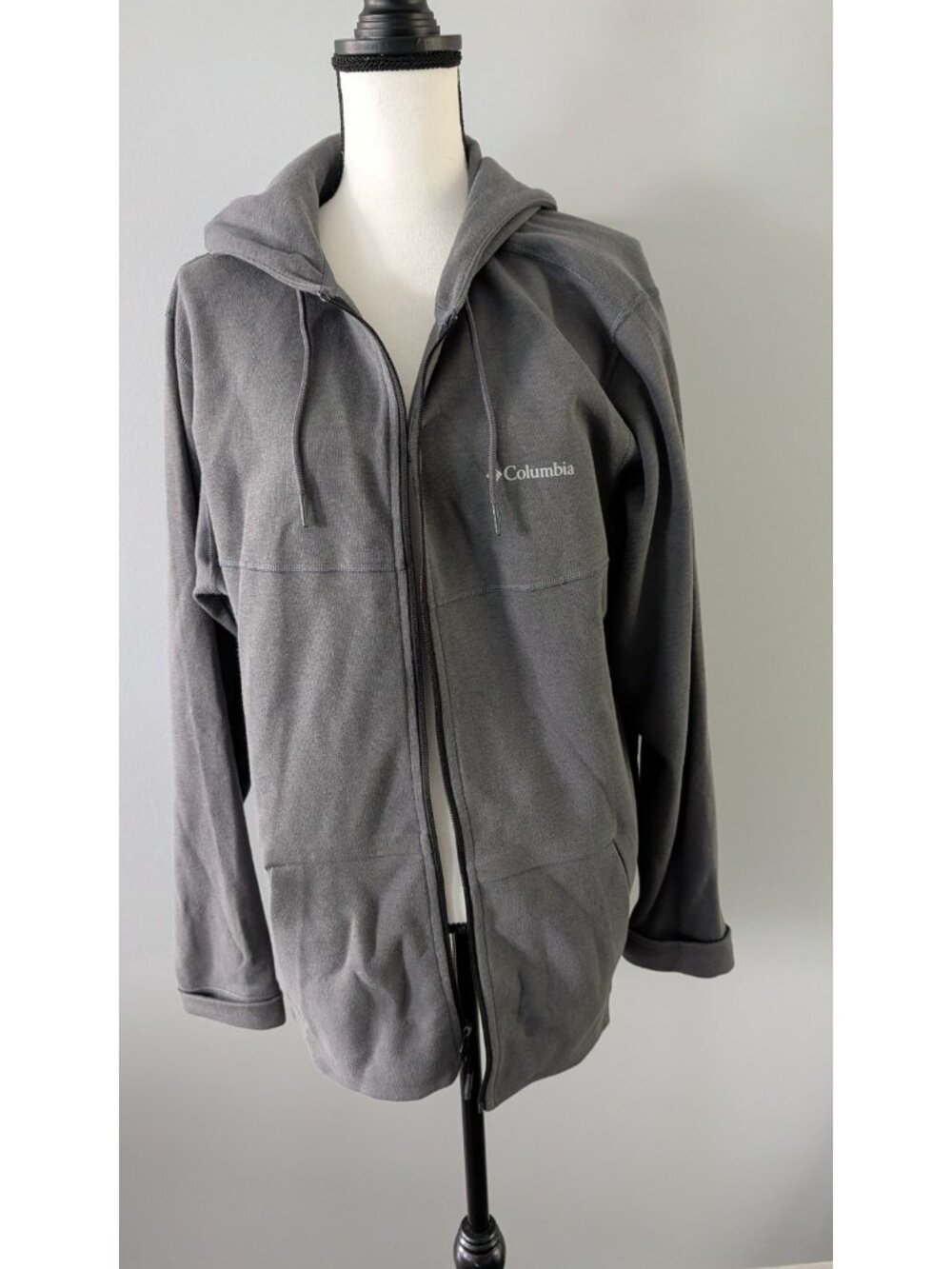 Columbia Men's Large Dark Gray Long Sleeve Full Zip Hoodie Cotton
